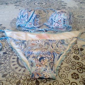 victoria's secret paisley 32c bra-top bikini set